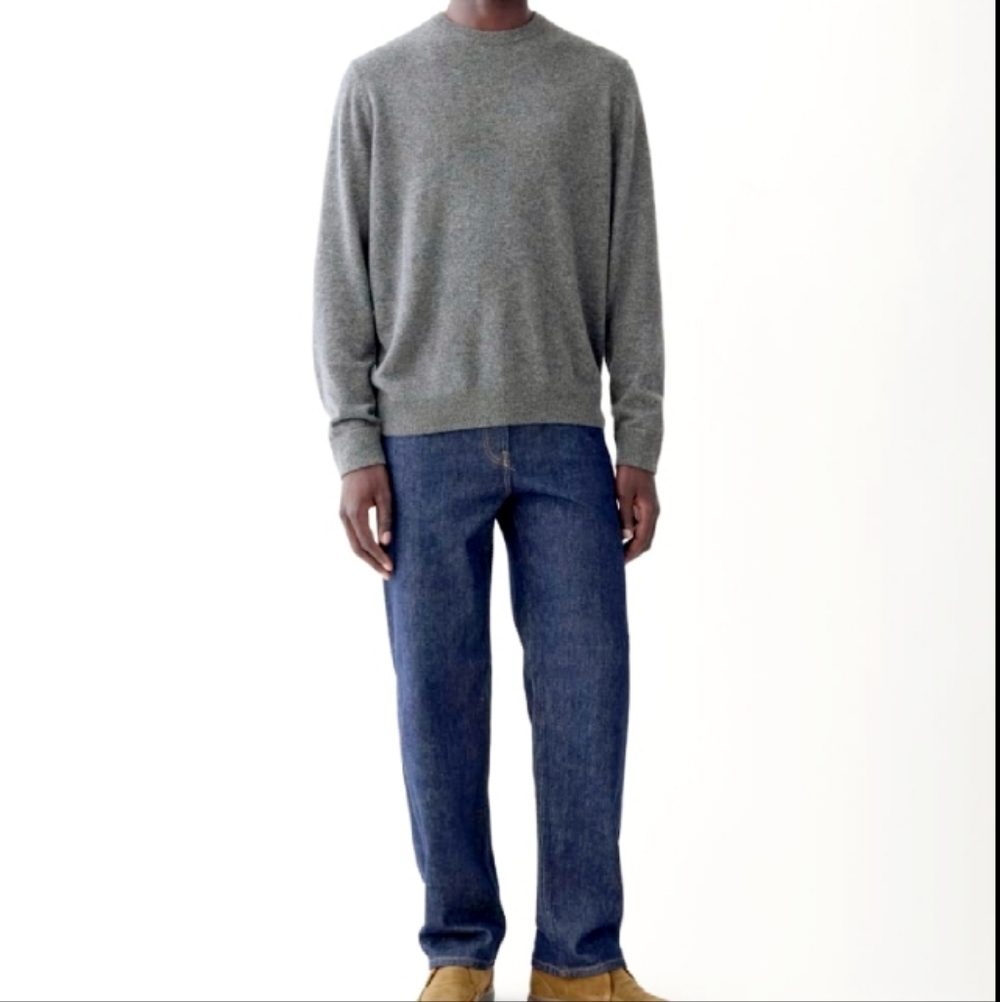 Everlane Mens Crewneck Cotton Cashmere Sweater Medium Gray Lightweight Pullover